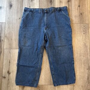 Carhartt Loose Original Fit Work Dungaree Blue Jeans Men's B13-DPS 48‎ x 30 #715